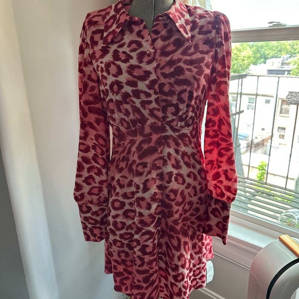 Kate Spade Pink Red Bishop Sleeve Dress US size 6 brand new